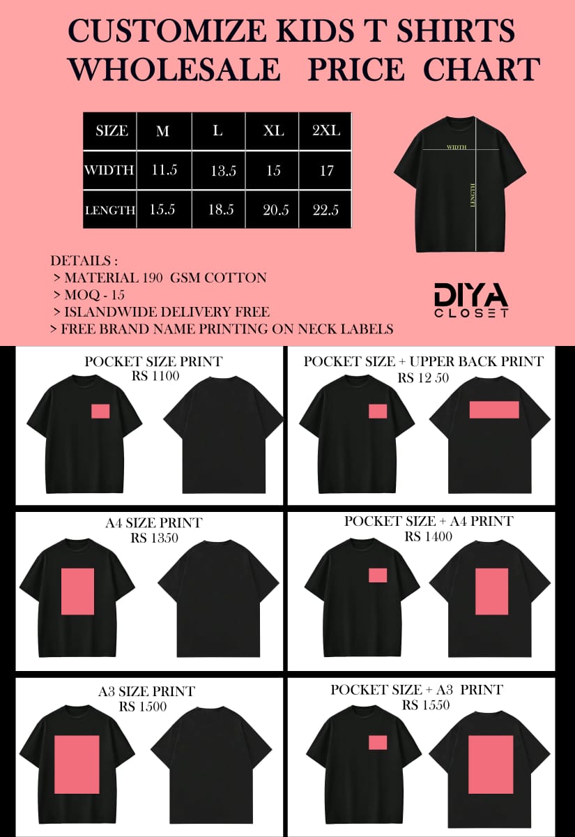 Diya Closet kids collection DTF printed t-shirt